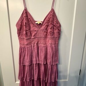 Rebellion Mauve Lace Tiered Dress